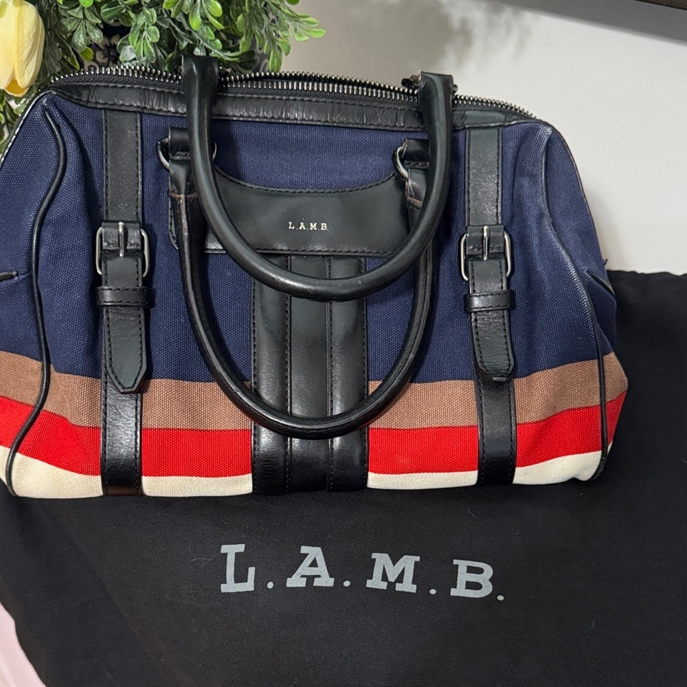 L.A.M.B. Gwen Stefani Canvas and Leather Satchel EUC RARE - Picture 13 of 16
